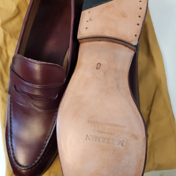 Meermin Calf Leather Burgundy Loafers Size US 9/UK 8 - Picture 2 of 7